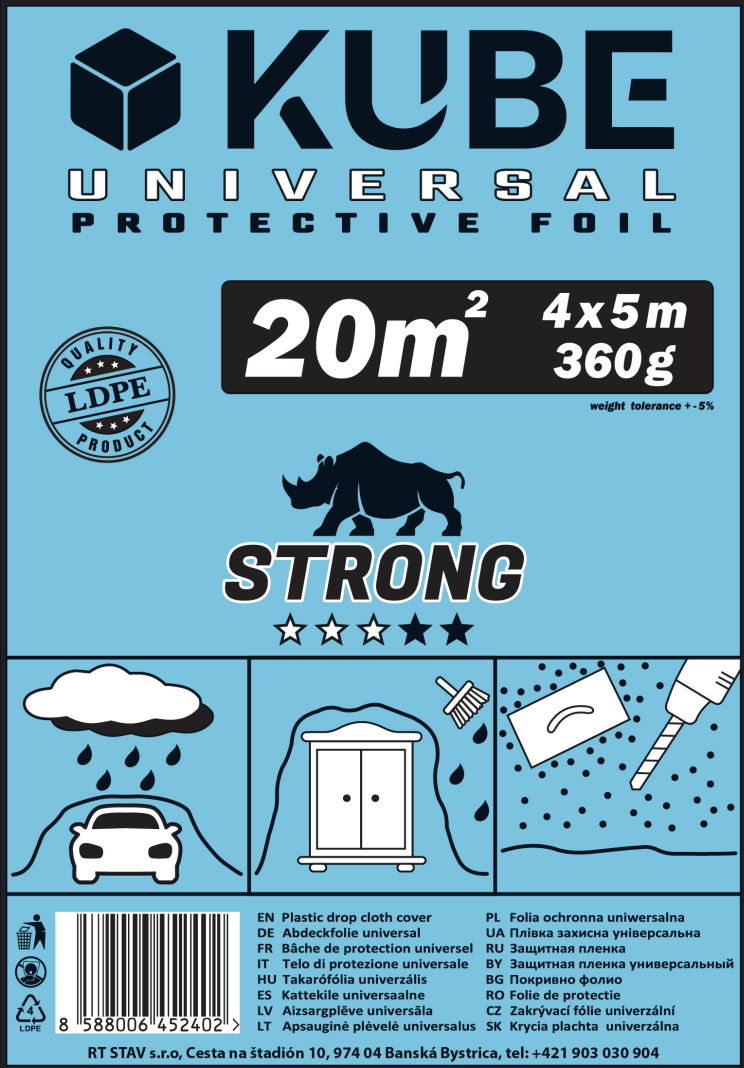 Zakrývacia fólia STRONG 4x5m, 19 mic.